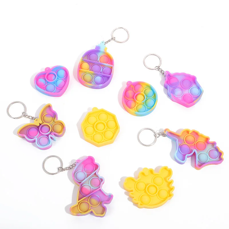 

Children Fidget Toys Anti Stress Push Bubble Sensory Keychain Fidgets Toys Stress Relief Simple Dimple Squeeze Toy For Kids