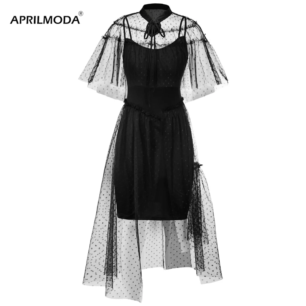 Женское винтажное платье в стиле стимпанк черное готическом асимметричное для