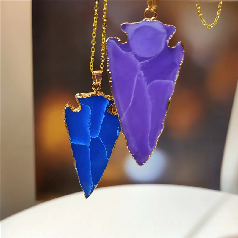 

1pcs Natural Arrow Stone Pendant Necklaces for Women Drop Shipping Long Pendant Necklaces