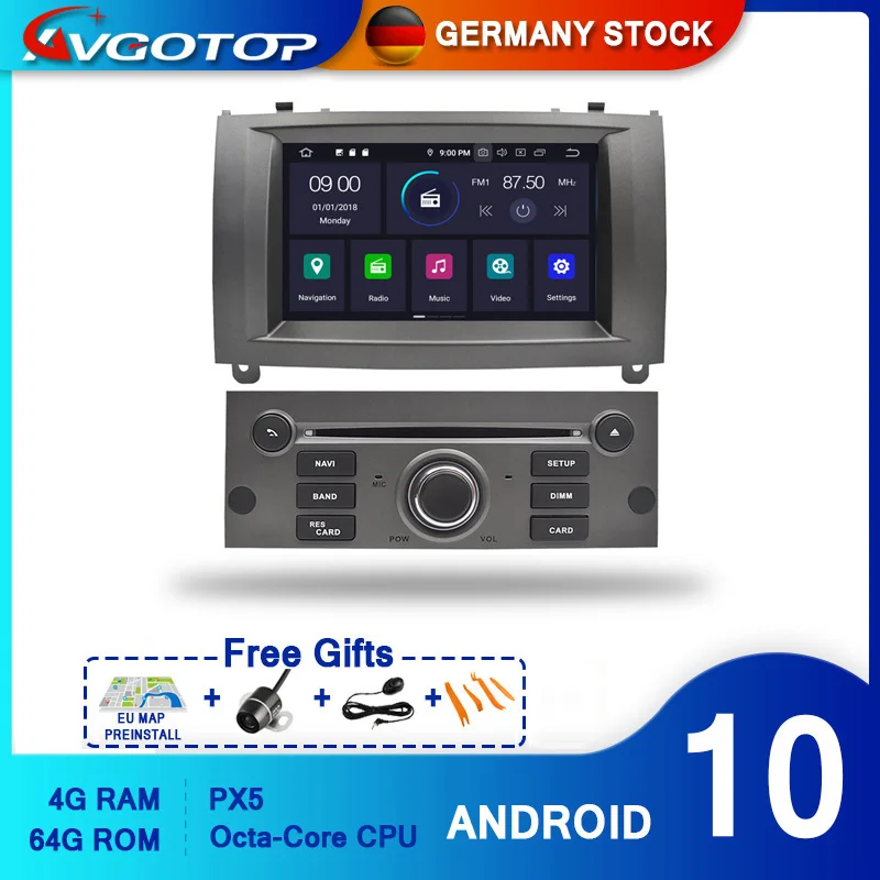 AVGOTOP Android 11 Автомобильная Мультимедийная система для PEUGEOT 407 Wifi GPS MP3 MP4