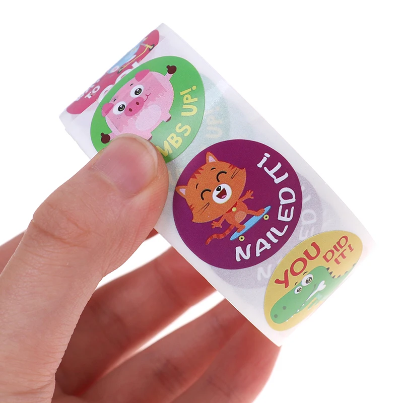 

500 Pcs/pack Encouragement Words For Kids Toy Sticker Cartoon Aniamls Teacher Reward Stickers