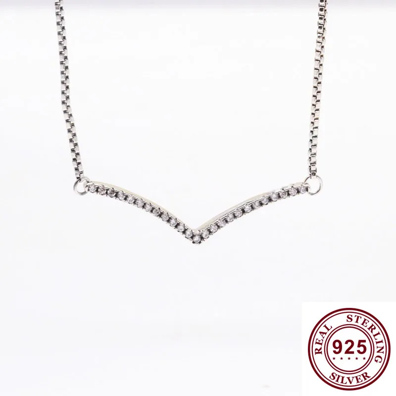 

Original 925 Sterling Silver Pan Necklace New V-shaped Wish To Wear Necklace For Women Wedding Party Gift Fashion Jewelry