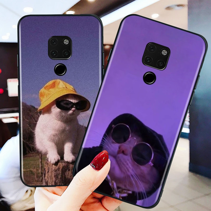

Funny cat for huawei Mate 10 20 30 40 Lite Pro X Lite RS Plus TPU Black Phone Case