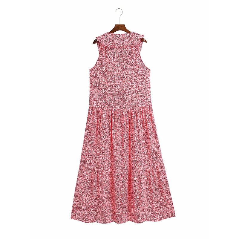 

ZA Summer Women Camisole Dress 2021 Casual Party Vestido Elegant Beach Style Sleeveless Fashion Peter Pan Collar Girl Outfits