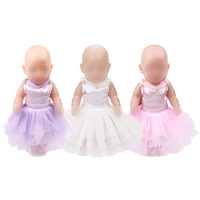 43 cm baby dolls dress newborn princess lace evening gown baby toys skirt fit american 18 inch girls doll f438