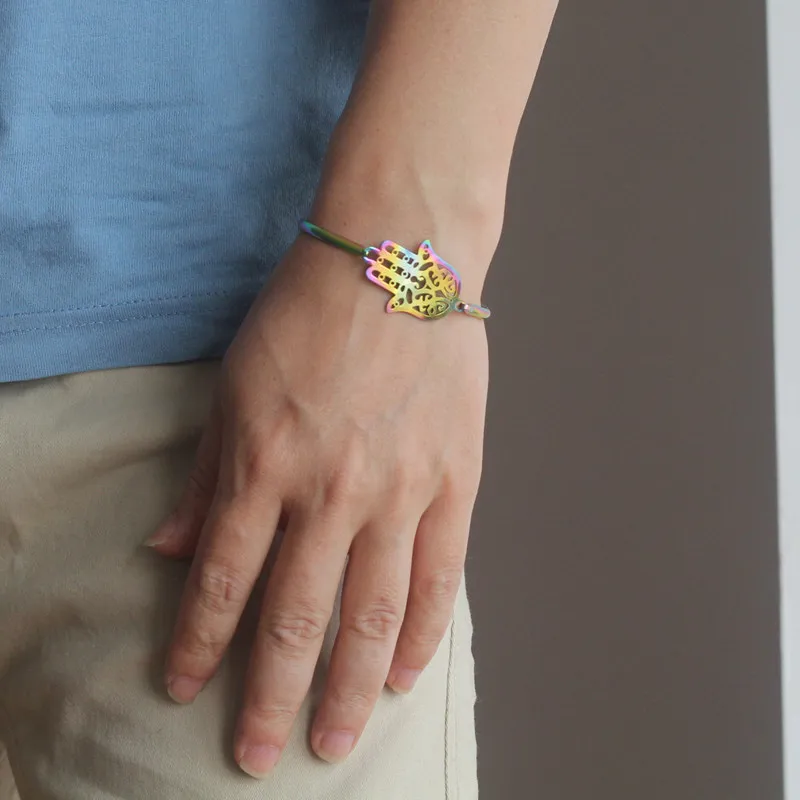 Женский и мужской любовный браслет Hapiship золотистого цвета из нержавеющей стали в