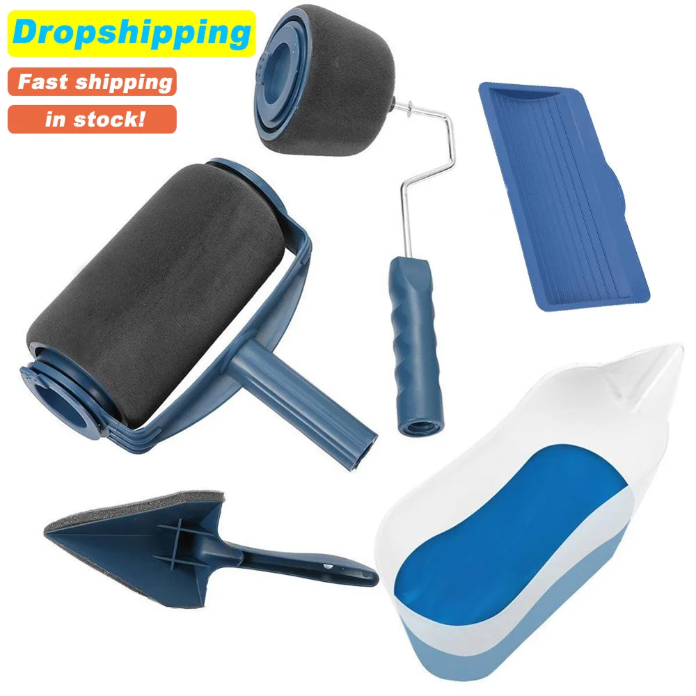 

5/8/9pcs Paint Runner Roller Brush Handle Tool Flocked Edger Office Room Wall Painting Home Tool Roller Paint Brush Tools Set