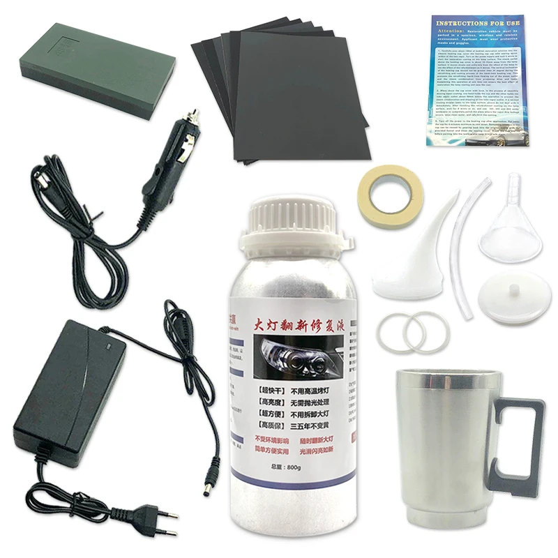 Набор для полировки автомобильных фар средство и удаления царапин Гидрофобный