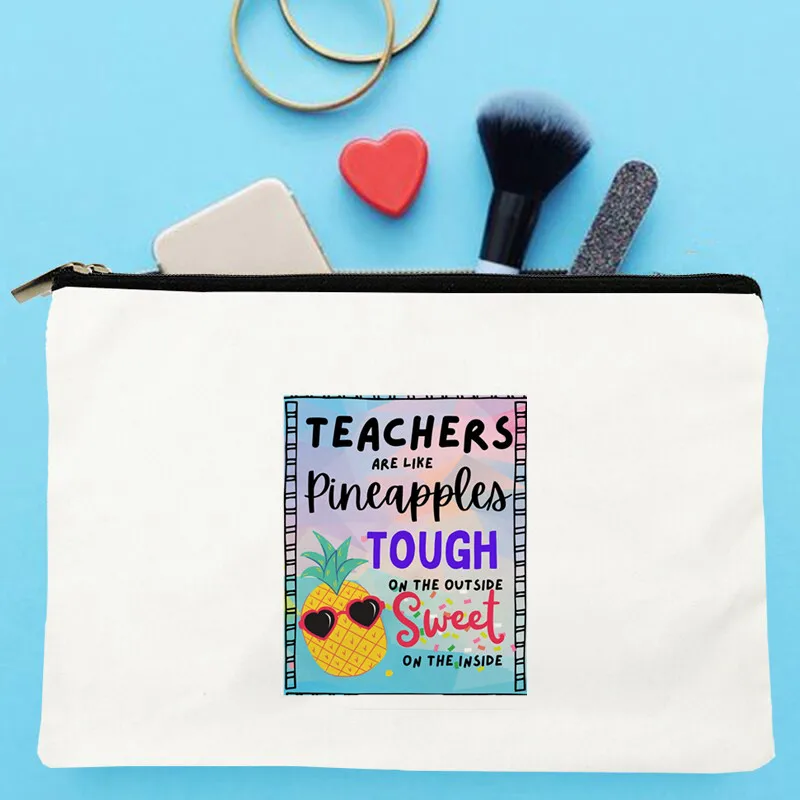 

Women Teachers ineapples Printed Make up bag Fashion Women Cosmetics Organizer Bag for Travel Colorful Storage Bag for Lady Bag