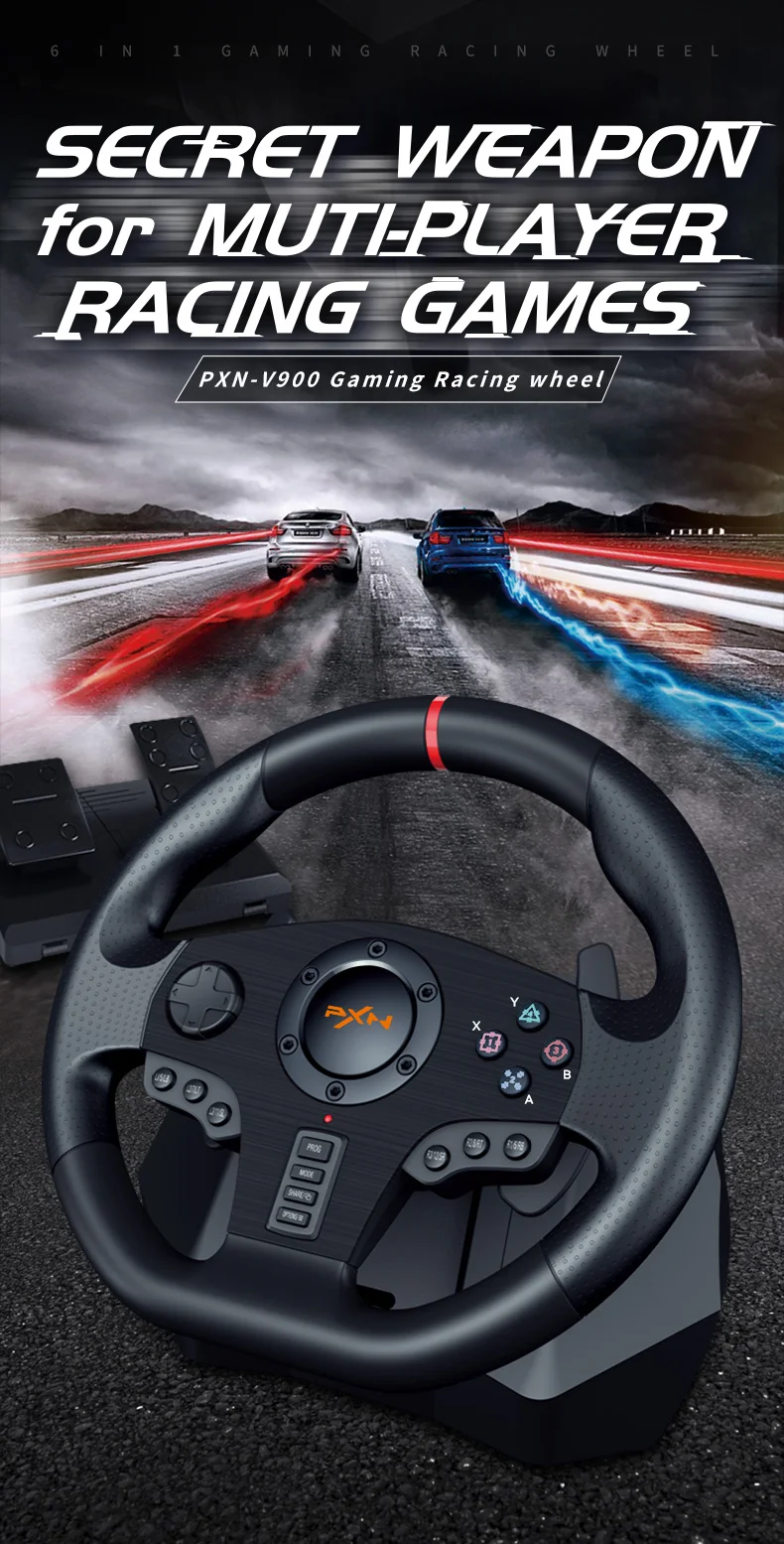 Игровой контроллер PXN V900 Sterzo Ruota Gradi гоночного видео геймпад для ПК/PS3/4/Xbox One/Xbox