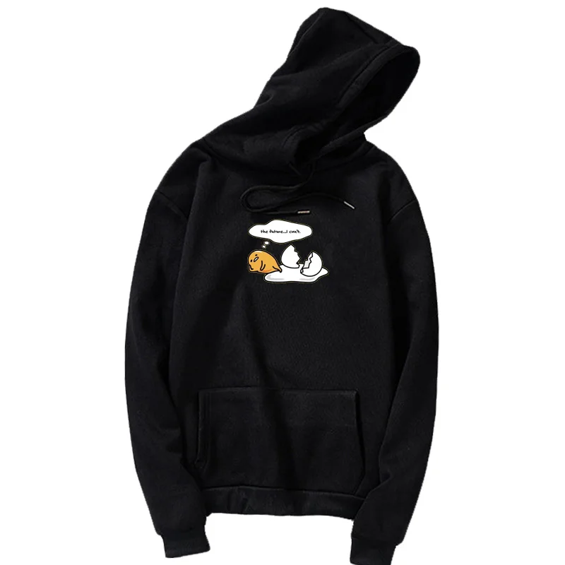 hoodies black 5 Мультяшка Гудетама Толстовка Harajuku Осень-зима длинный рукав плюс бархат Корейская одежда новые толстовки женские Kawaii Camiseta Muje - Цвет: hoodies black 5