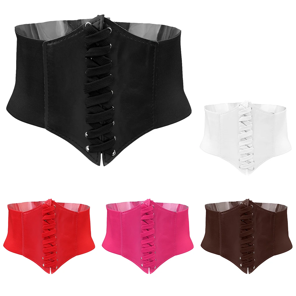 Женский корсет из искусственной кожи со шнуровкой эластичный пояс на