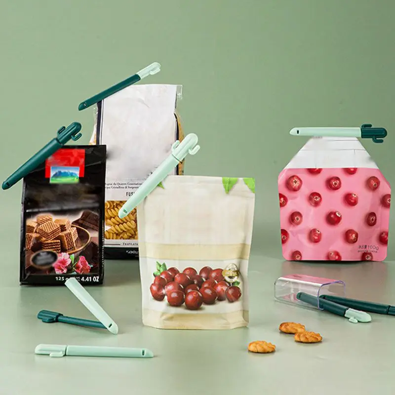 

4pcs Portable Sealing Clamp Food Clip Cactus Shape Plastic Bag Sealer Snack Fresh Food Storage Bag accessories Storage Tool