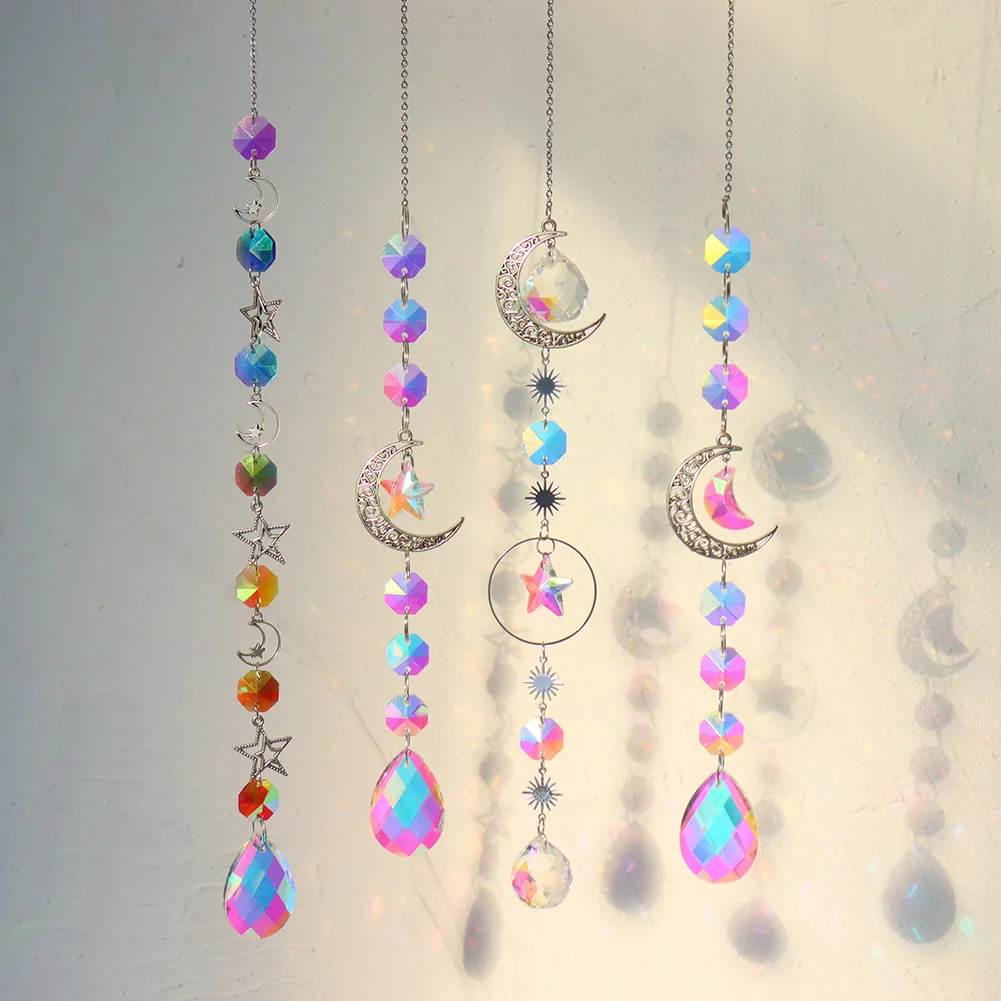 

Хрустальная ветряная Подвеска со звездами и шестигранными перьями, подвеска-бабочка, Женские Ювелирные изделия, садовые ветряные колоколь...