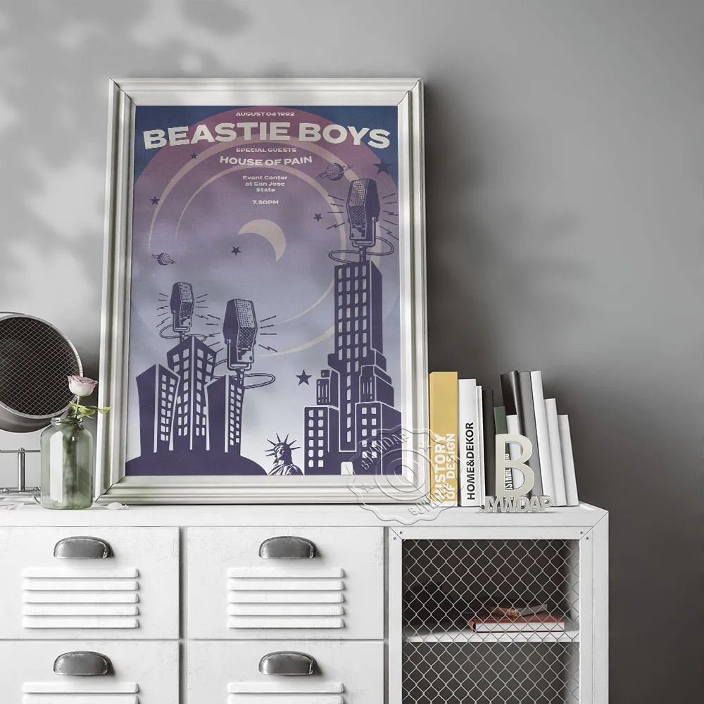 

Pop Music Singer Poster, Beastie Boys Music Gig Prints Art Poster, Hip Hop Rap Music Band Star Wall Art Painting Room Home Decor