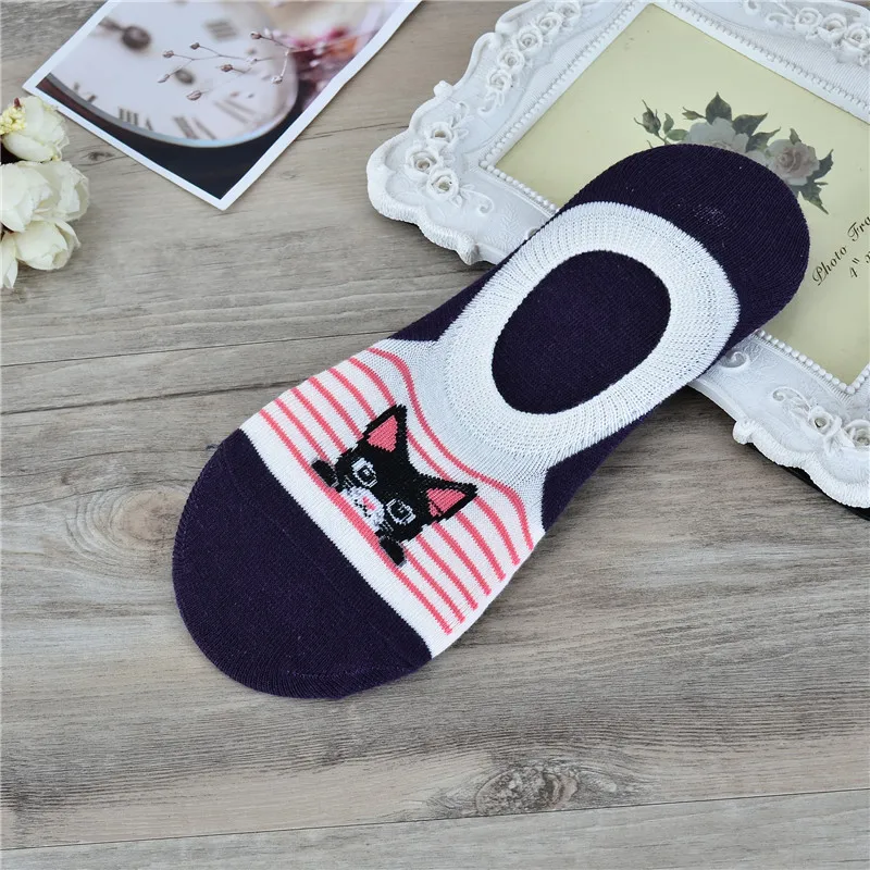 Kawaii/1 пара носков женские короткие носки-башмачки с рисунком улыбки для девочек модные женские летние новые Короткие повседневные носки в полоску