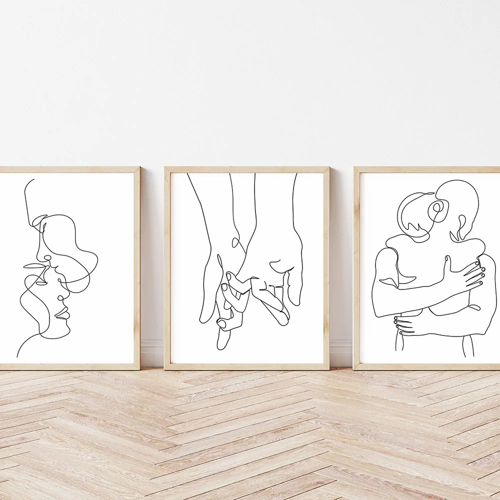 

Abstract Line Canvas Black White Wall Art Minimalist Print Painting Nordic Poster Couple Love Picture Modern Sexy Bedroom Decor