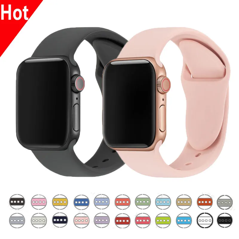 Ремешок для Apple Watch Series 4 3 2 38 мм 42 мм мягкий силиконовый дышащий сменный ремешок для спортивных часов для iwatch 40 мм 44 мм