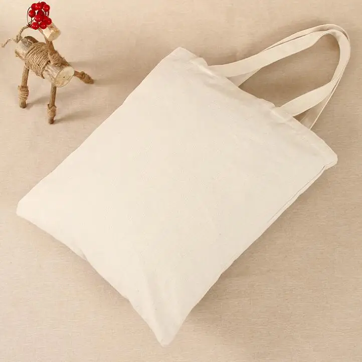 10pcs DIY Blank pattern Canvas Open Shopping Bags Eco Reusable Foldable Shoulder Bag Handbag Tote without zipper