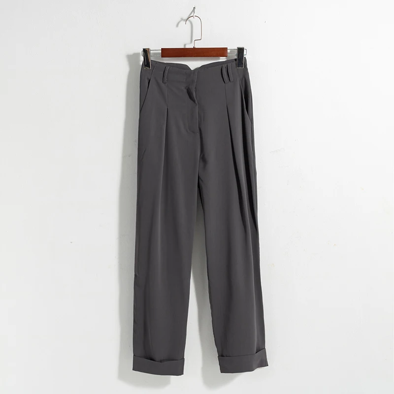 

Spring Autumn New Fashion Streetwear Two Piece Set Women Sexy Backless Cross Button Crop Top + High Waist Pants 2 Piece Suits