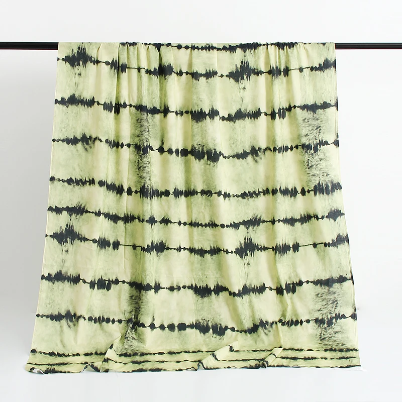 

145cm Width Fashion Yellow/Pink/Green Ink Tie-dye Printed Cotton Fabric For Woman Summer Skirt DIY Cloth Sewing Material