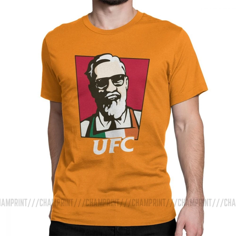 Король Конор Макгрегор MMA KFC креативная хипстерская футболка для мужчин с коротким рукавом топы серые футболки из чистого хлопка футболки с круглым вырезом - Цвет: Оранжевый
