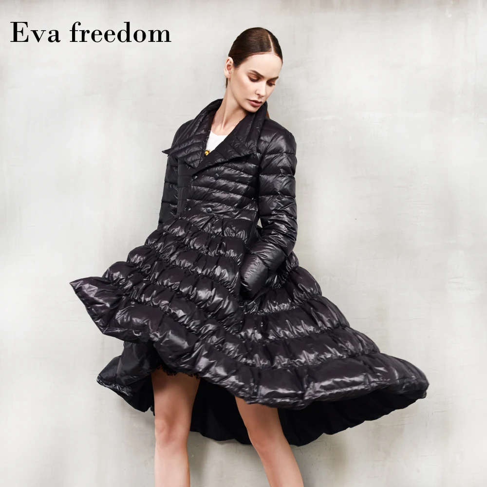 Женская пуховая парка с пышным белым утиным пухом модная зимняя длинная