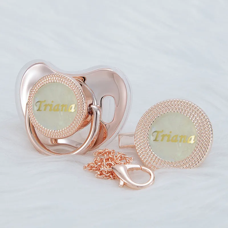 

MIYOCAR Personalized any name gold bling pacifier and pacifier clip BPA free dummy Luxury unique design pacifier PPG