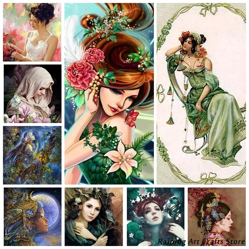 

5D Diy Diamond Painting Female Portrait Embroidery Full Round Square Drill Cross Stitch Kits Mosaic Pictures Handmade Home Decor