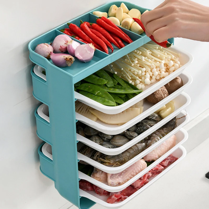 home kitchen 6 layer wall mounted storage rack multifunctional side dish spice classification perforated storage box saves space free global shipping