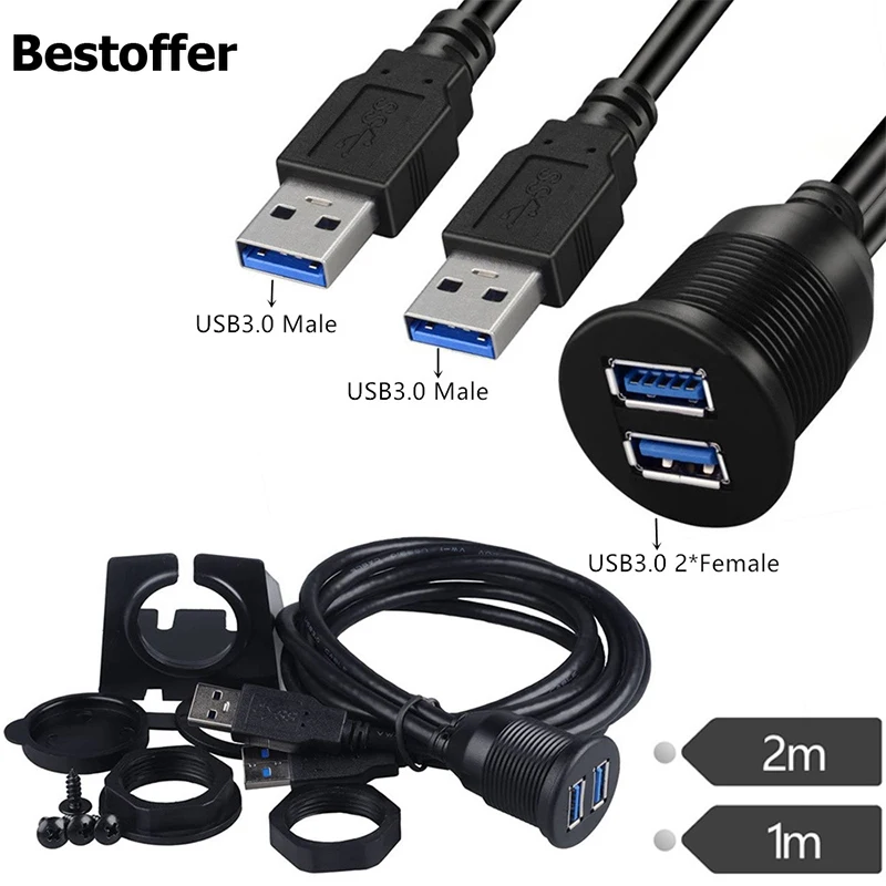 1 м 2 3 фута двойной USB 0 флеш-адаптер док-станция панель порта папа-мама разъем
