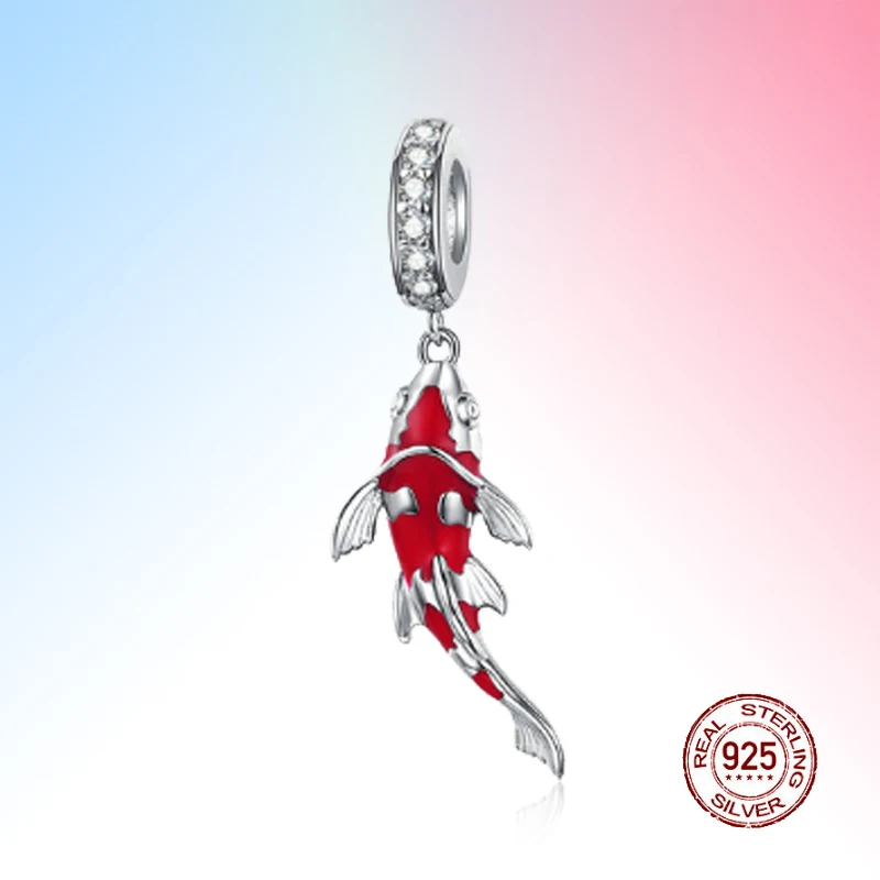 

Ожерелье с подвеской Lucky Fish, кулон из чистого серебра 925 пробы с эмалью, Женский Змеиный браслет на карпа, ювелирное изделие «сделай сам»