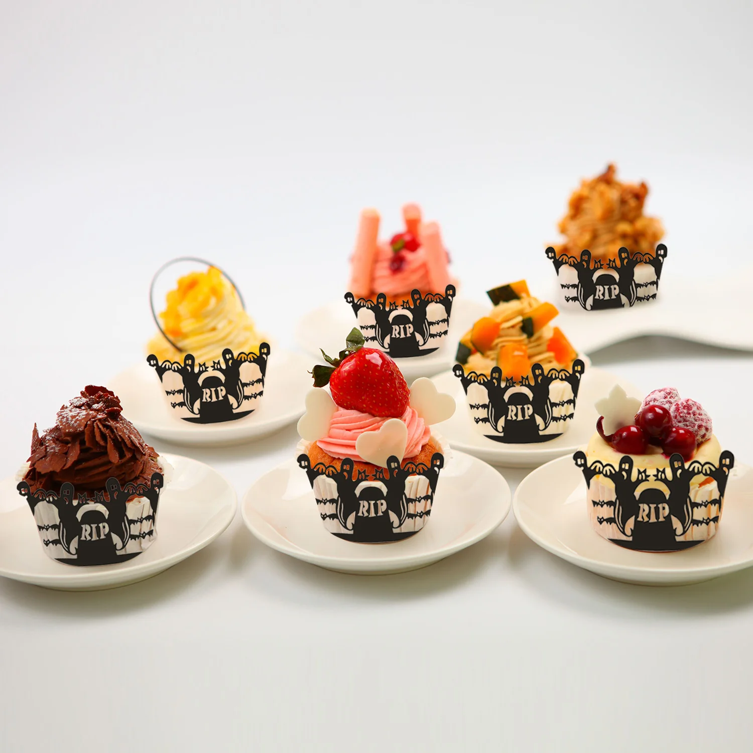Behogar 50 шт. Хэллоуин выдалбливают обертка для кексов форма пирожных декоров