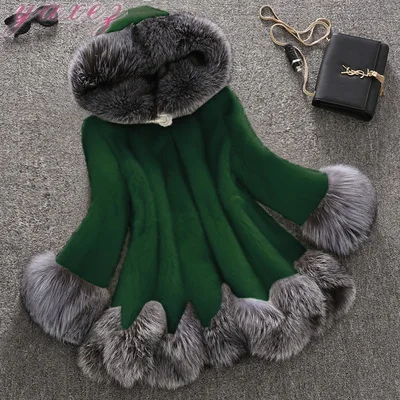 

Plus Size Faux Fur Jacket Women Mink Mid-length Fashion Slim Hooded Thickened Fur Coats Women Winter Jacket Woman Coat