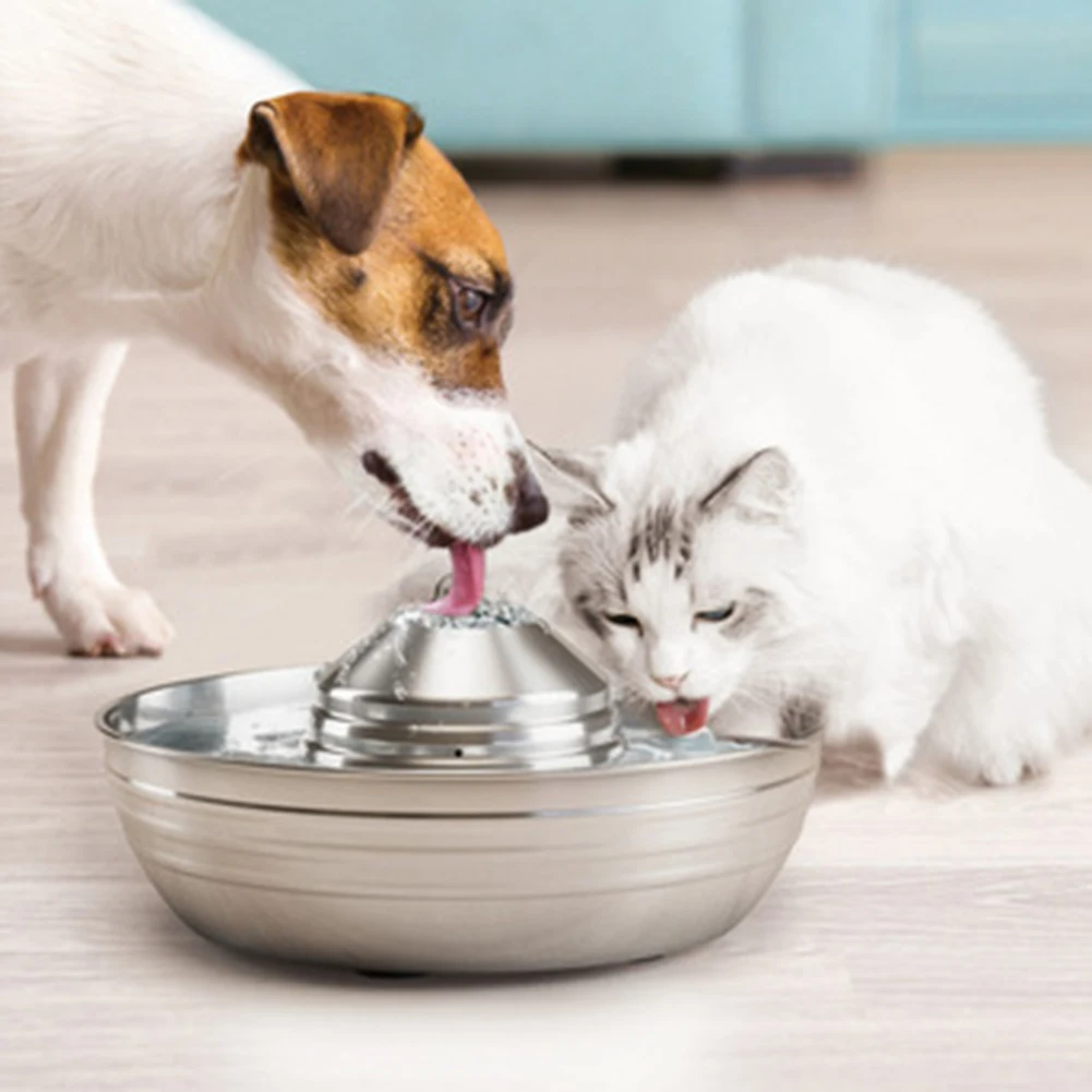 

2L Automatic Cat Water Fountain Stainless Steel Water Feeder Dog Pet Bowl Dispenser Container Water Display For Dogs Cats Drink