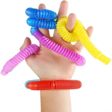 New Mini 5Pcs Pop Tubes Sensory Toy For Children Fidget Stress Relieve Toys Adults Kid Autism Needs Plastic Bellows Squeeze Gift