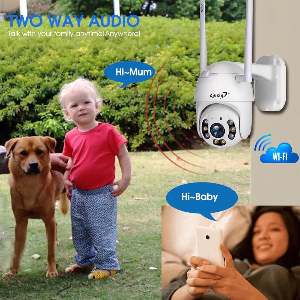 Zjuxin IP камера WIFI наружная PTZ скоростная купольная 360 CCTV Wi Fi Водонепроницаемая 1080P