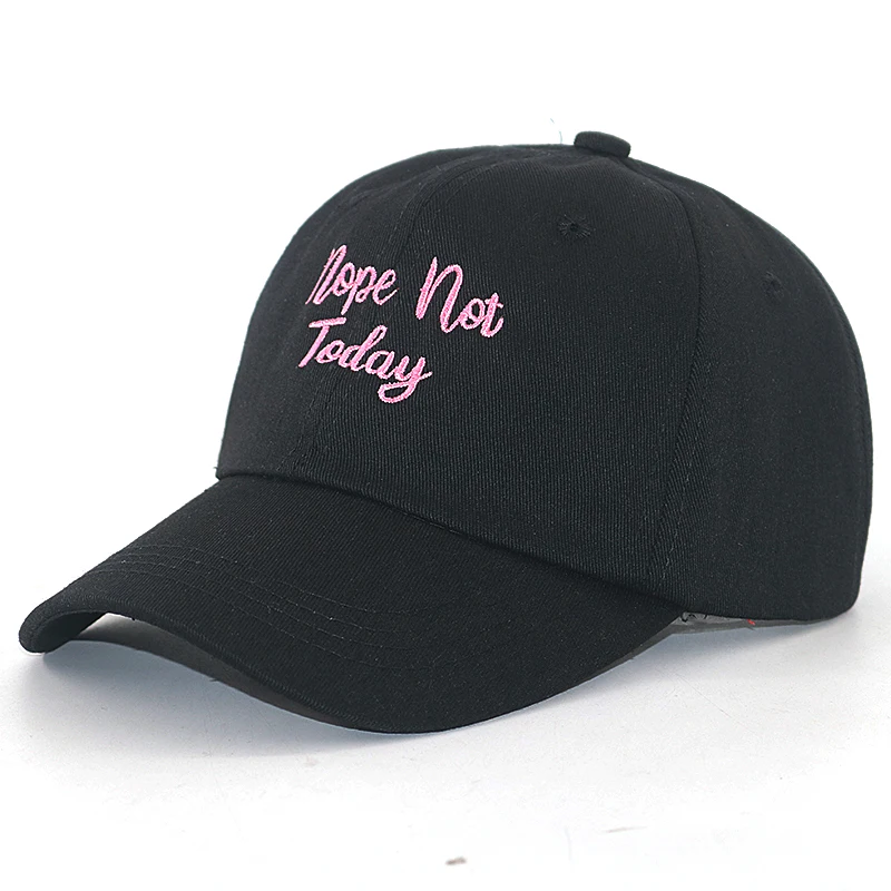 

letter pink embroidery Nope Not Today baseball cap Distressed fashion dad hats cotton adjustable pure black snapback hat hip hop