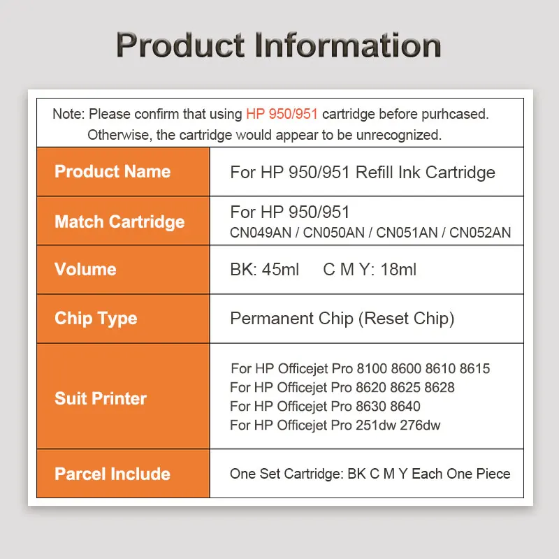 Ocструйный картридж для HP 950 951 950XL 951XL заправка Officejet Pro 8100 8600 8610 8620 8630 8680 251dw