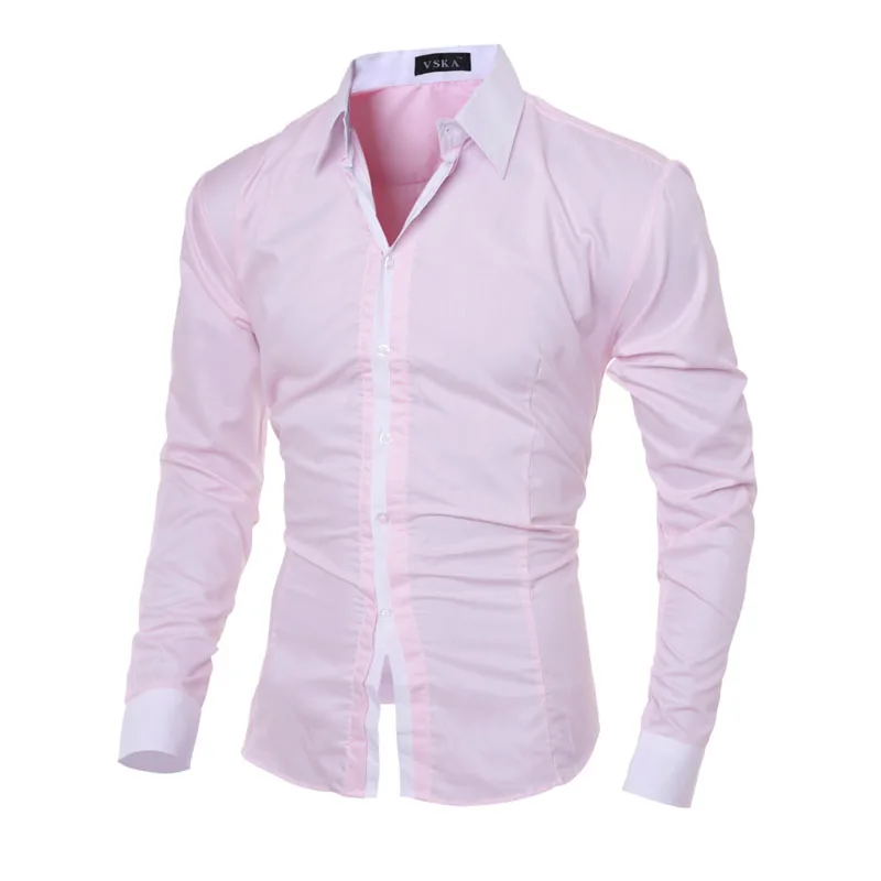 Мужская белая рубашка с длинным рукавом модная однотонная Повседневная