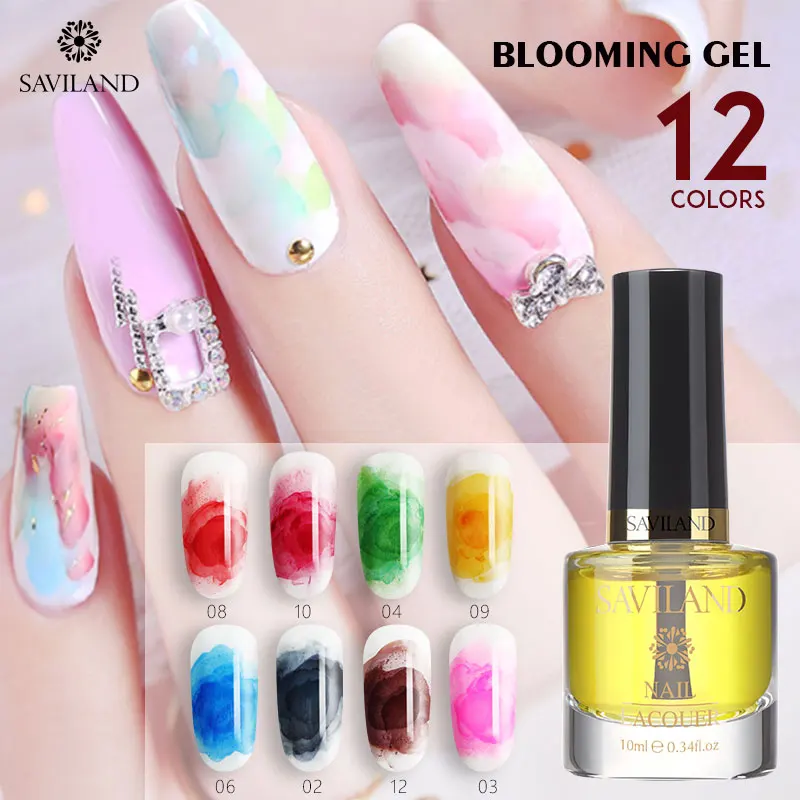 SAVILAND мраморные акварельные чернила гель для ногтей белые прозрачные цветущие