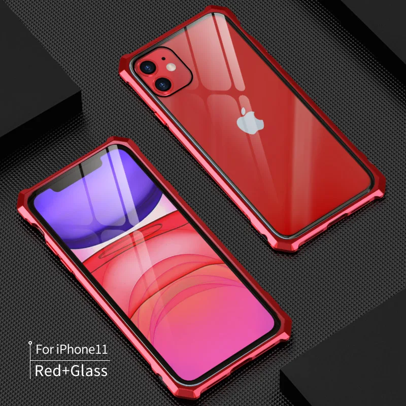 Роскошный металлический корпус для iphone 11 Pro Max, задняя крышка из закаленного стекла для iphone 11 Pro, алюминиевая рамка для iphone 11
