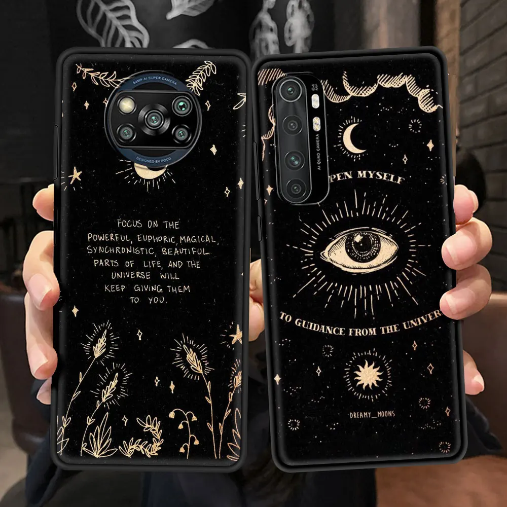 Case For Xiaomi Mi Poco X3 NFC 10T Pro 5G M3 Note 10 Lite 9T 11 Black Luxury Printing Soft Phone Cover Shell Death Tarot Cat