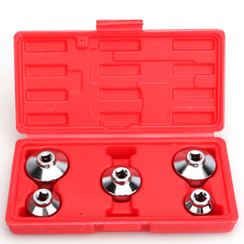 

5 Pcs 3/8'' Driving Car Oil Filter Cap Hexagon Wrench Socket Set 24MM 27MM 32MM 36MM 38MM Auto Repair Tools For BMW Benz Toyota
