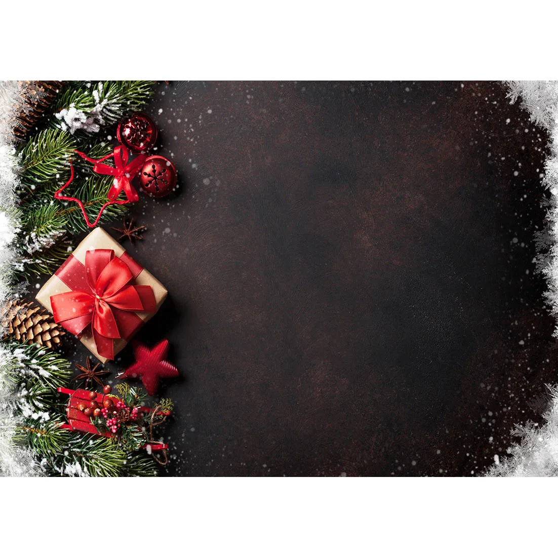 

Pine Bell Gift Snow Christmas Black Photography Backdrop Custom Background Photo Studio for Children Baby Home Party Photophone