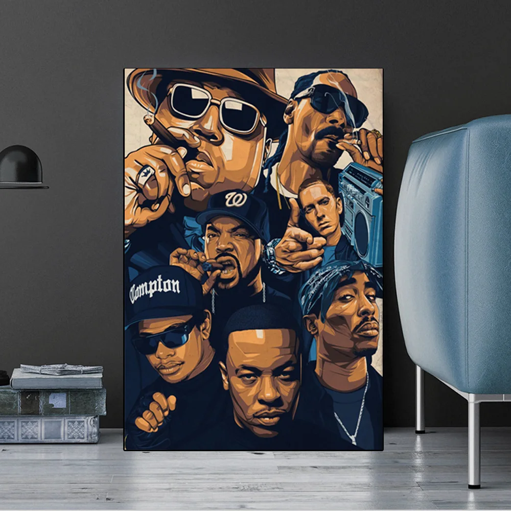 Модный музыкальный постер West Coast в стиле хип хоп Tupac и Картина на холсте для
