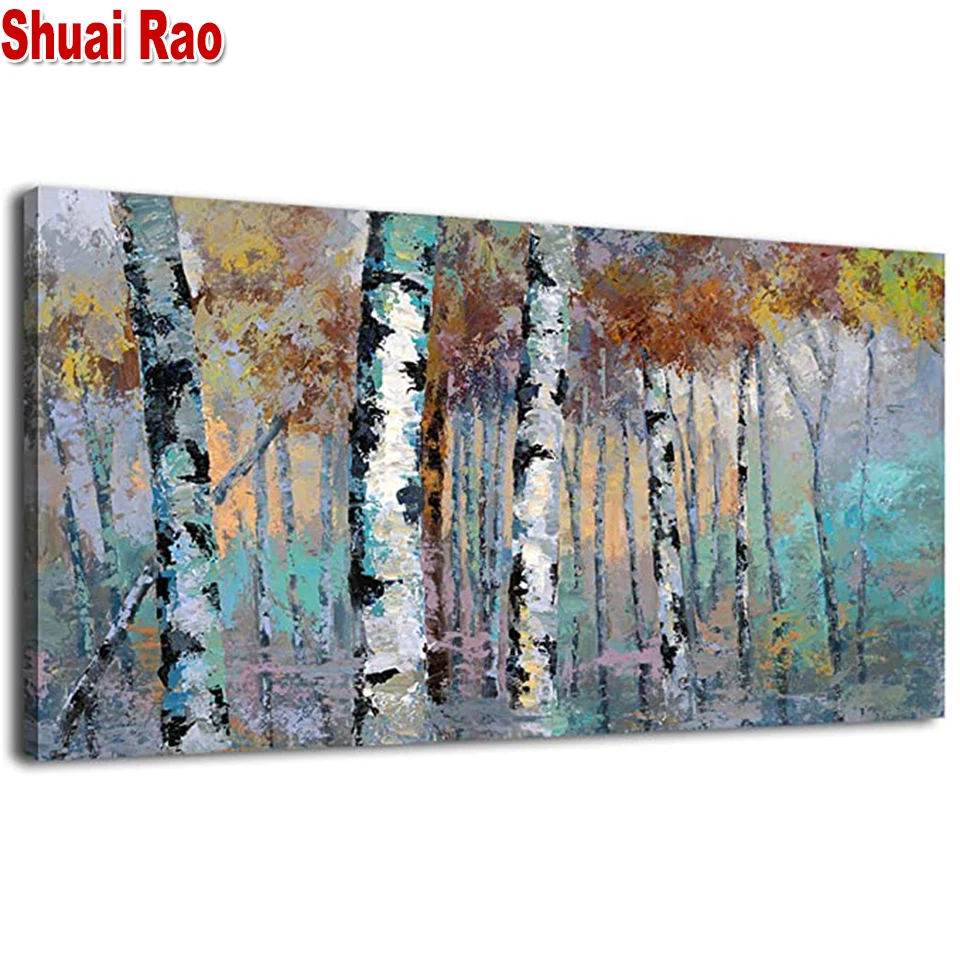 

Large Abstract Birch Forest Diamond Painting Diy 5d 100% Square Drill Picture Of Rhinestone Embroidery Full Mosaic Wood Landscap