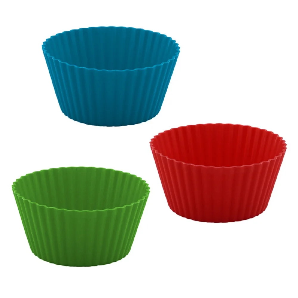 3PCS Silicone Reusable Cupcake Cases Muffin Large Baking Molds Cup Chocolate Cake Cups |
