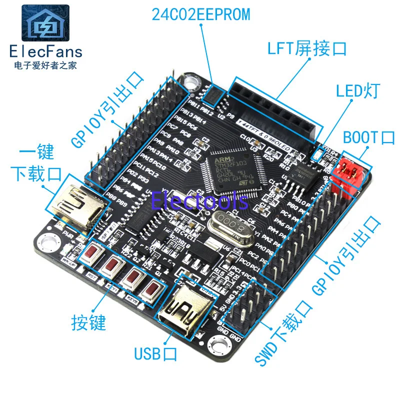 Плата разработки STM32F103RCT6 минимальная системная плата со встроенным