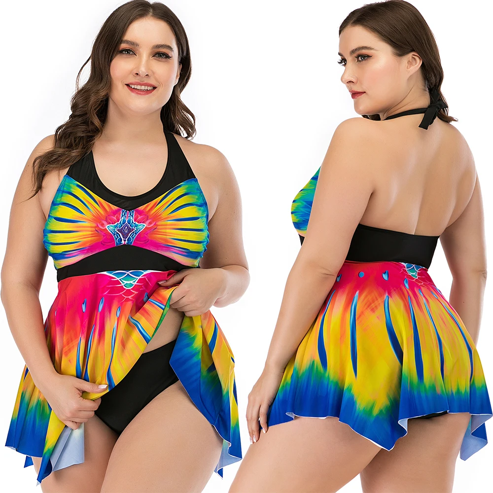 2021new Sexy 2pcs Large Size Women High Waist Bikini Swimsuit Colorful Butterfly Bikini Women Fashion Underwear Beach Dresses
